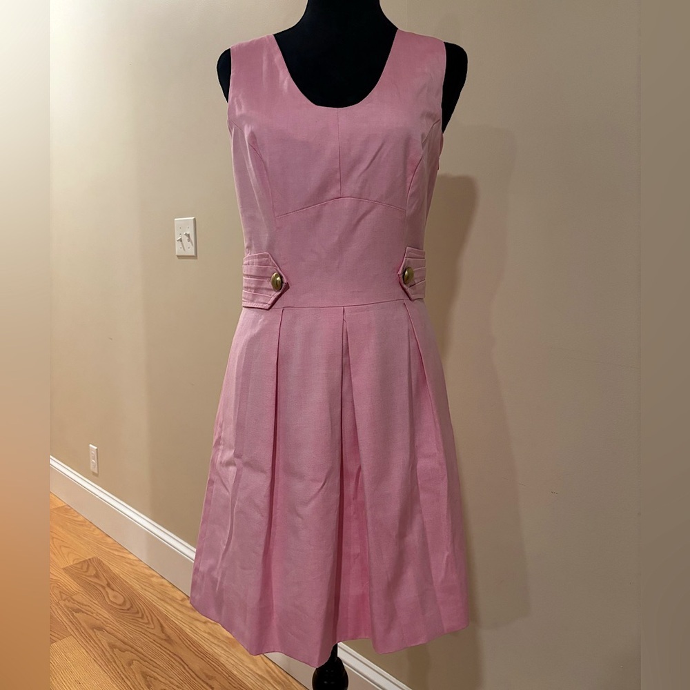 Women's Sleeveless Pink Pleated Mini Dress